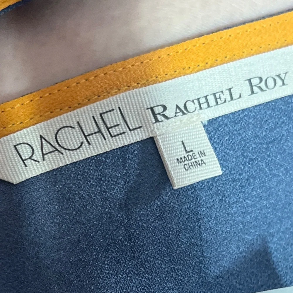 RACHEL Rachel Roy Asymmetrical Blue and Yellow Dress with Stripes NWOT Size L - Picture 8 of 10